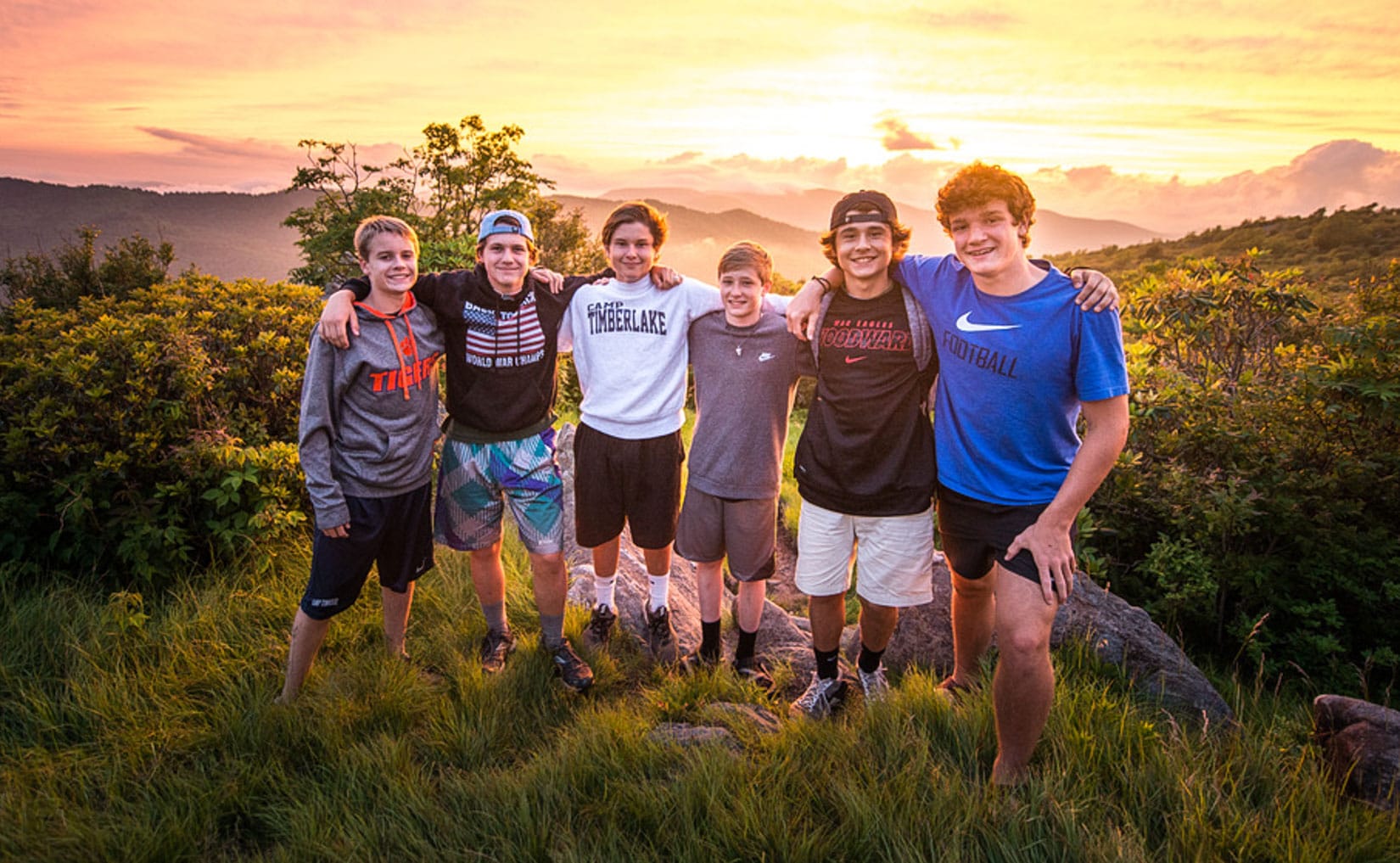 Group of boys at sunset